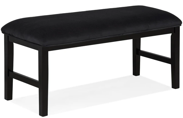Main image of 1 pc Upholstered Bench Soft Neutral Tone Dark Finish Legs Wooden Dining Furniture, Black, Fabric and Wood, Benches