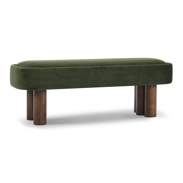 Alt view image 4 of 7 - Indoor Green Fabric Dining Bench with Color Legs, Upholstered Seating for Kitchen Dining and Living Space 250 LBS