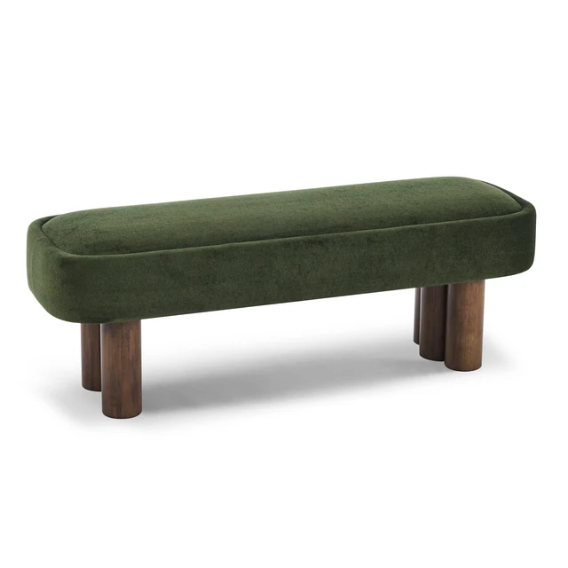 Alt view image 5 of 7 - Indoor Green Fabric Dining Bench with Color Legs, Upholstered Seating for Kitchen Dining and Living Space 250 LBS