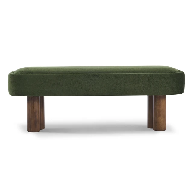 Alt view image 6 of 7 - Indoor Green Fabric Dining Bench with Color Legs, Upholstered Seating for Kitchen Dining and Living Space 250 LBS