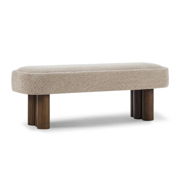 Alt view image 4 of 7 - Indoor Boucle Dining Bench with Color Legs, Upholstered Seating for Kitchen Dining and Living Space 250 LBS Capacity