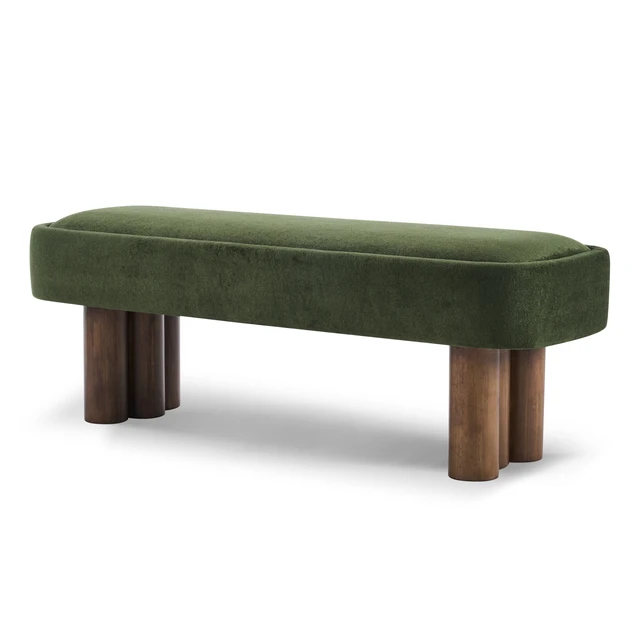 Alt view image 7 of 7 - Indoor Green Fabric Dining Bench with Color Legs, Upholstered Seating for Kitchen Dining and Living Space 250 LBS