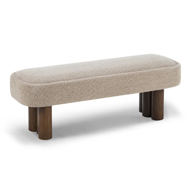 Alt view image 7 of 7 - Indoor Boucle Dining Bench with Color Legs, Upholstered Seating for Kitchen Dining and Living Space 250 LBS Capacity