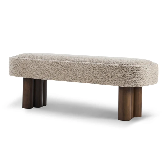 Alt view image 5 of 7 - Indoor Boucle Dining Bench with Color Legs, Upholstered Seating for Kitchen Dining and Living Space 250 LBS Capacity