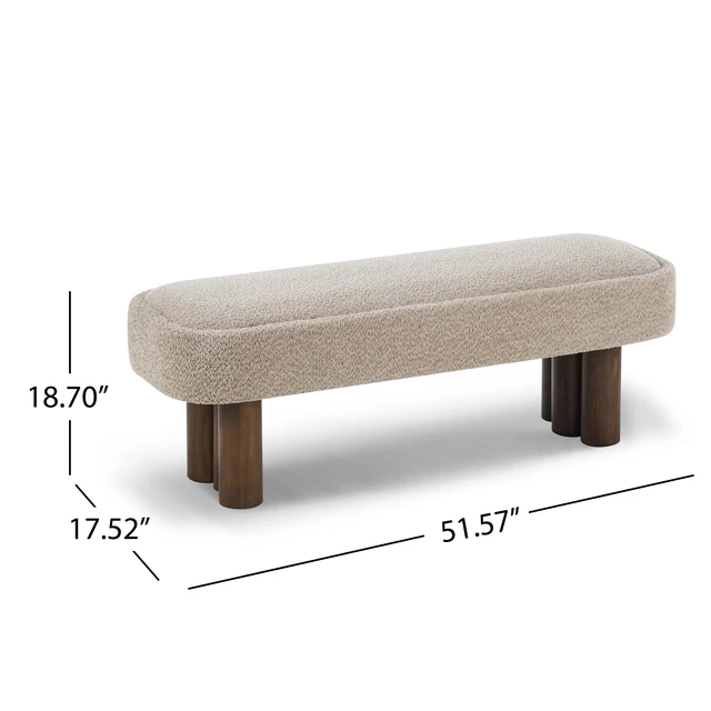 Alt view image 3 of 7 - Indoor Boucle Dining Bench with Color Legs, Upholstered Seating for Kitchen Dining and Living Space 250 LBS Capacity
