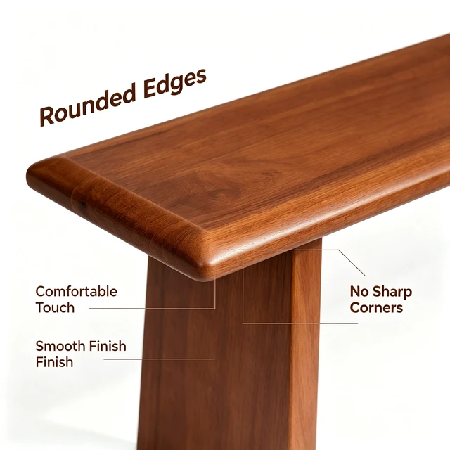 Alt view image 7 of 7 - Solid Dining Bench, Hand Crafted Wooden Entryway Bench Heavy Duty Capacity Long for Dining Table Living Accent Walnut