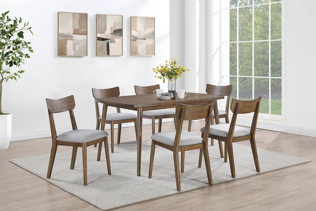 Alt view image 7 of 7 - 1 pc Dining Table Wooden Top Rich Wood Tone Rectangle Table Furniture, Walnut, MDF, Acacia and Plywood