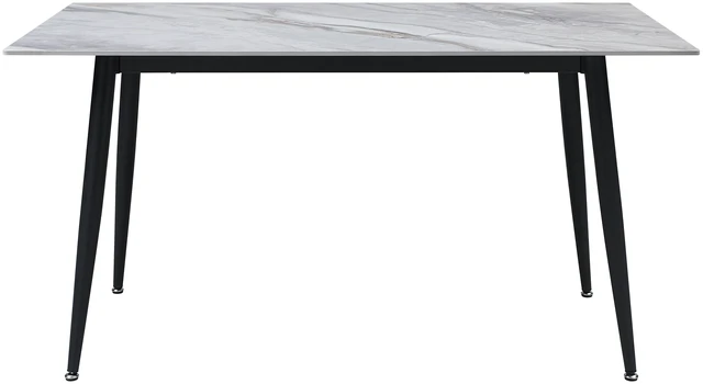 Main image of Sintered Stone Top Dining Table 1 pc Black Metal Legs Dining Furniture, Black White