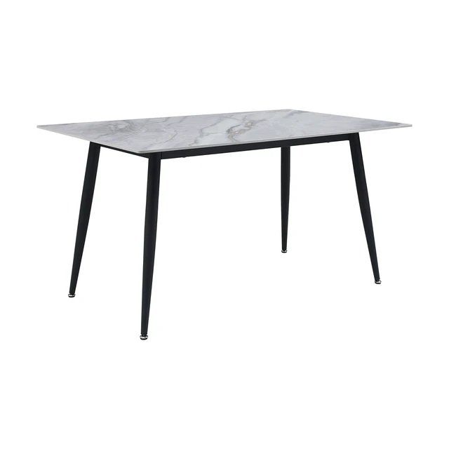 Alt view image 2 of 7 - Sintered Stone Top Dining Table 1 pc Black Metal Legs Dining Furniture, Black White