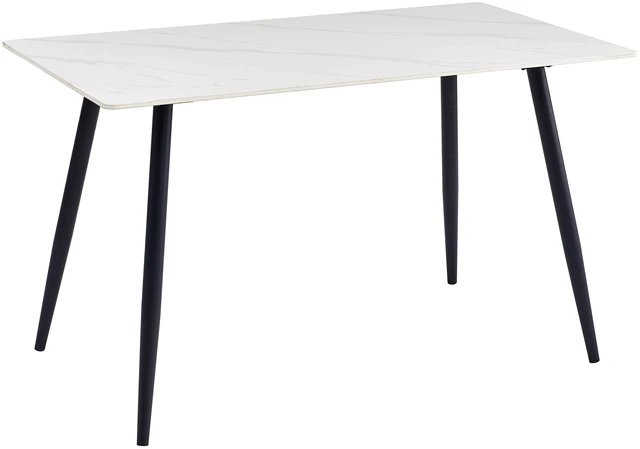 Main image of Casual Dining Table Sintered Tabletop Iron Legs Dining Kitchen Furniture 1 pc, White Black, Iron and Sintered Stone