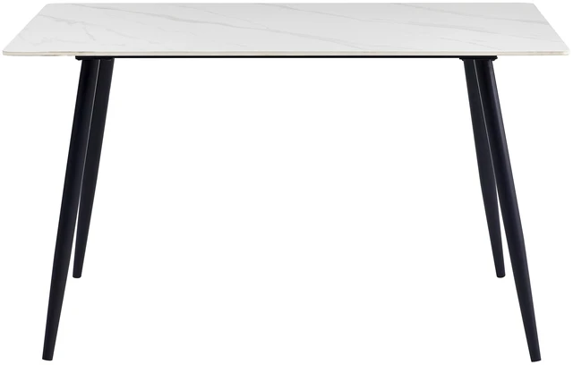 Alt view image 2 of 6 - Casual Dining Table Sintered Tabletop Iron Legs Dining Kitchen Furniture 1 pc, White Black, Iron and Sintered Stone