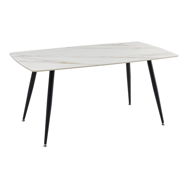 Alt view image 3 of 7 - Dining Table Sintered Like Veining Iron Legs Sleek Design Kitchen Furniture 1 pc, White Black, Iron and Sintered Stone