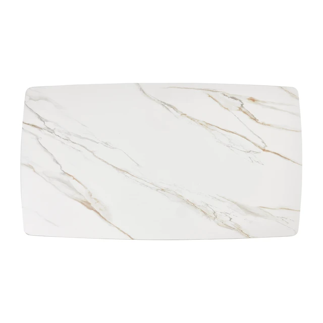 Alt view image 4 of 7 - Dining Table Sintered Like Veining Iron Legs Sleek Design Kitchen Furniture 1 pc, White Black, Iron and Sintered Stone