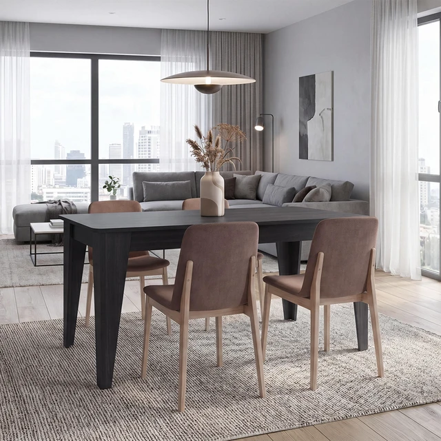 Main image of Torino Rectangular Dining Table, Four People Manufactured Dining Table with Legs, Wenge, Engineered Wood