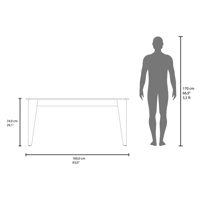 Alt view image 5 of 7 - Torino Rectangular Dining Table, Four People Manufactured Dining Table with Legs, Wenge, Engineered Wood