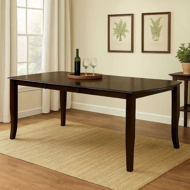 Alt view image 5 of 7 - 1 pc Dining Table Solidwood Table 18 Inch Expandable Leaf Furniture, Espresso, Solid Wood