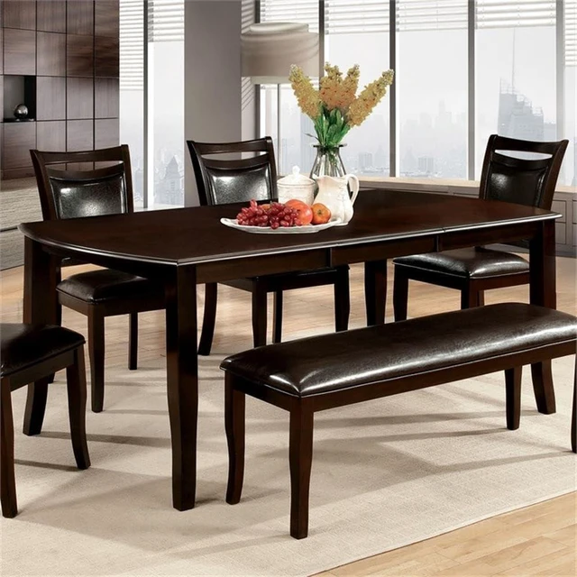 Main image of 1 pc Dining Table Solidwood Table 18 Inch Expandable Leaf Furniture, Espresso, Solid Wood