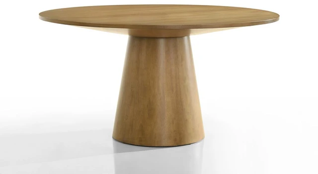 Alt view image 2 of 5 - Driftwood Finish 47 Inch Round Dining Table with Pedestal Base, Wood