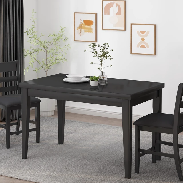 Main image of Wood Counter Height Dining Table, 35 Inch 59.1 Inch 36.5 Matte Black