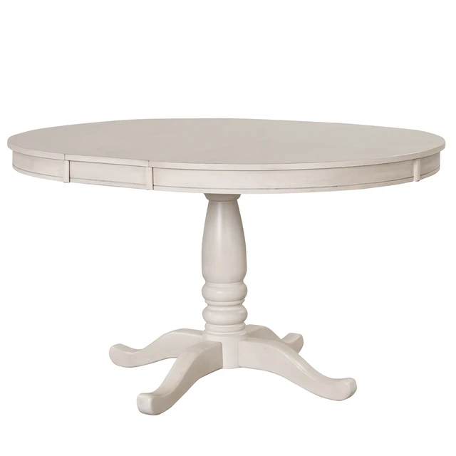Alt view image 5 of 7 - Dining Round Table Kitchen Table for Dining, Dinette Breakfast Nook, Antique White, Solid Wood and MDF