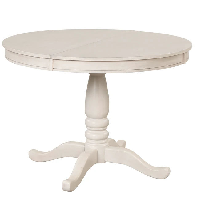 Alt view image 4 of 7 - Dining Round Table Kitchen Table for Dining, Dinette Breakfast Nook, Antique White, Solid Wood and MDF