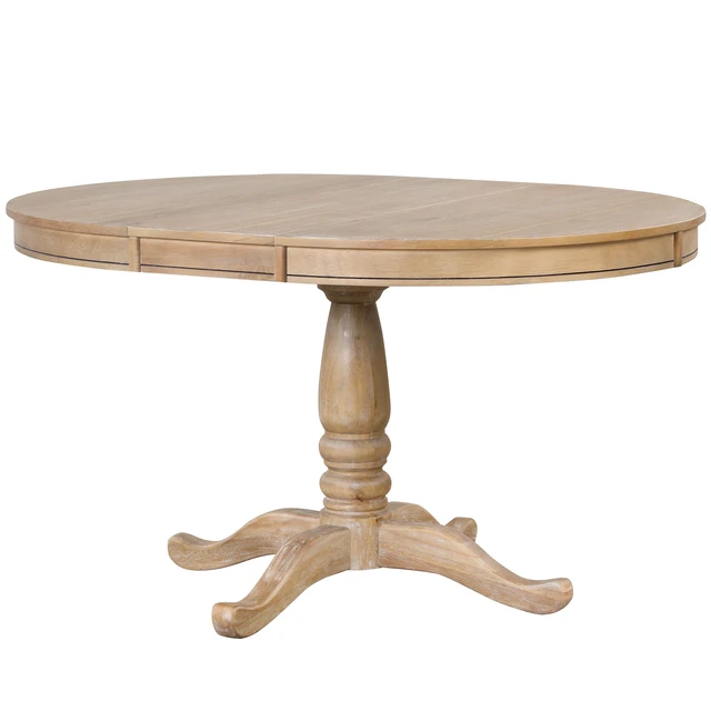 Alt view image 4 of 7 - Dining Round Table Kitchen Table for Dining, Dinette Breakfast Nook Wood Wash, Natural, Solid Wood and MDF