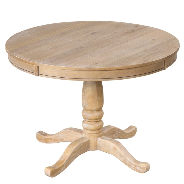 Alt view image 3 of 7 - Dining Round Table Kitchen Table for Dining, Dinette Breakfast Nook Wood Wash, Natural, Solid Wood and MDF