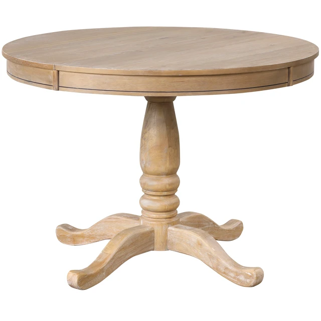 Alt view image 5 of 7 - Dining Round Table Kitchen Table for Dining, Dinette Breakfast Nook Wood Wash, Natural, Solid Wood and MDF