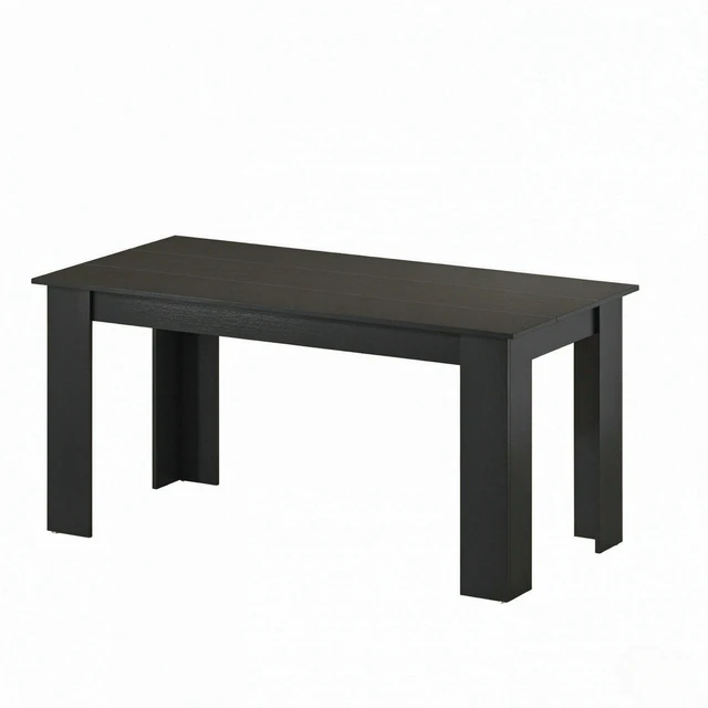 Alt view image 6 of 7 - 63 Inch Rectangular Dining Table for 4 to 6 People, Effect Kitchen Table for Dining and Living, Black, Particle Board