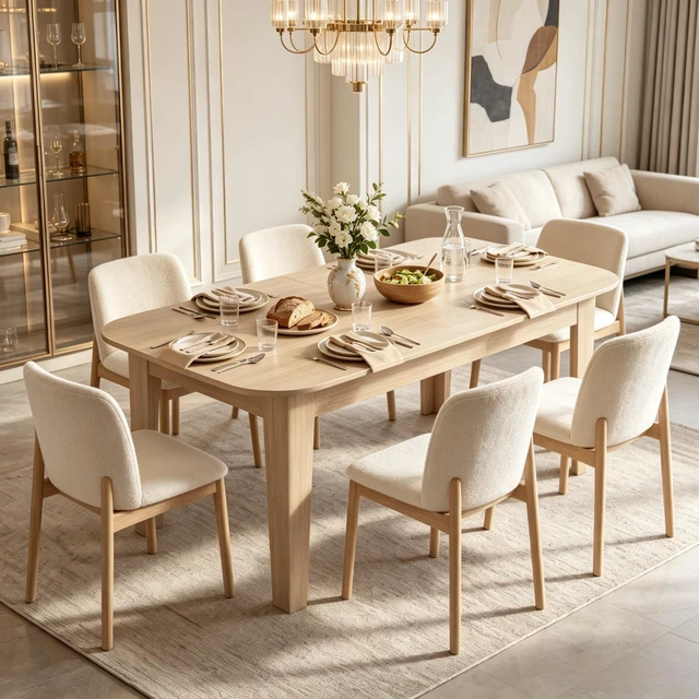 Alt view image 2 of 7 - Expandable Family Dining Table with Smooth Edge Protection, Oval Dining Table Space Saving Kitchen Meeting Only 1 pcs