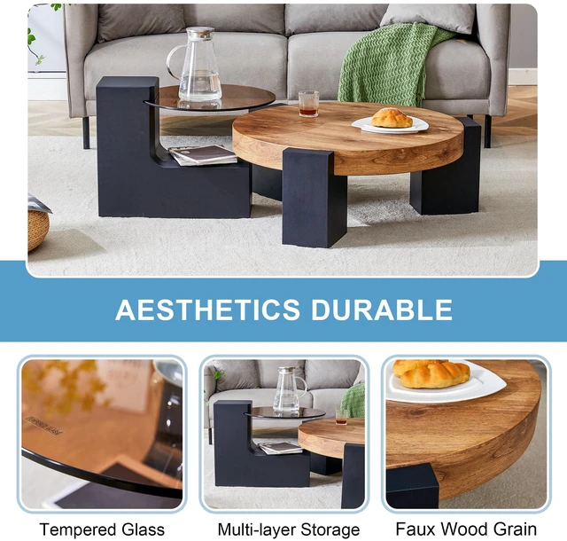Alt view image 7 of 7 - Detachable Double Decker Coffee Table, Design More Precious and the Detachable Design Can Make the Use Space More