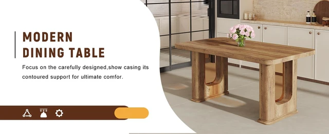 Alt view image 7 of 7 - 64.5 35.4 Inch Color Textured Dining Table, Perfectly Blending Simplicity and Transparency Made MDF Material