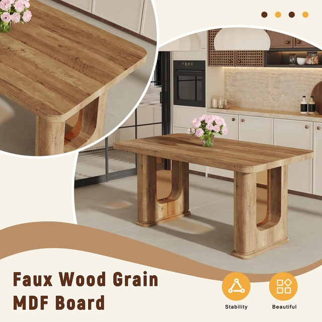 Alt view image 5 of 7 - 64.5 35.4 Inch Color Textured Dining Table, Perfectly Blending Simplicity and Transparency Made MDF Material