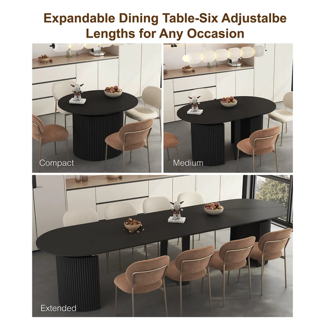 Alt view image 6 of 7 - Extendable Foldable Dining Table for 1 to 10 People, Multifunctional Rectangle Expandable Console Kitchen Living