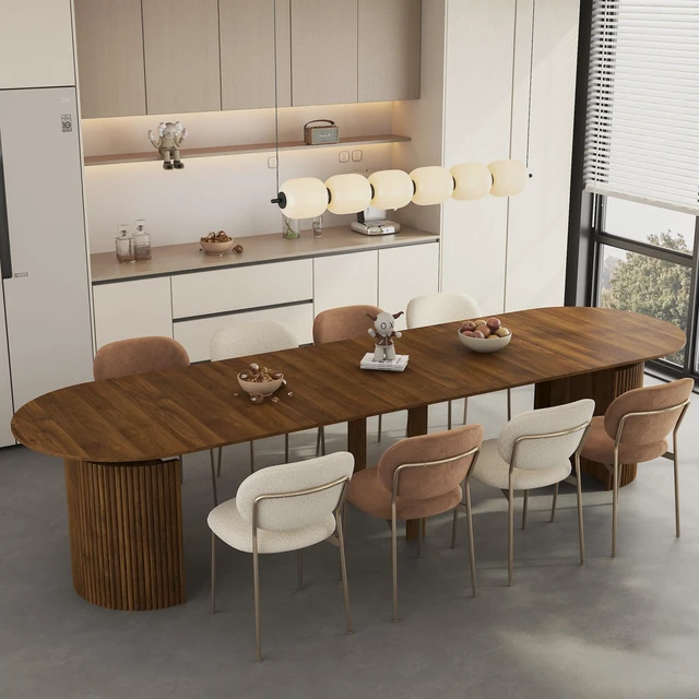 Main image of Extendable Foldable Dining Table for 1 to 10 People, Multifunctional Rectangle Expandable Console Kitchen Living