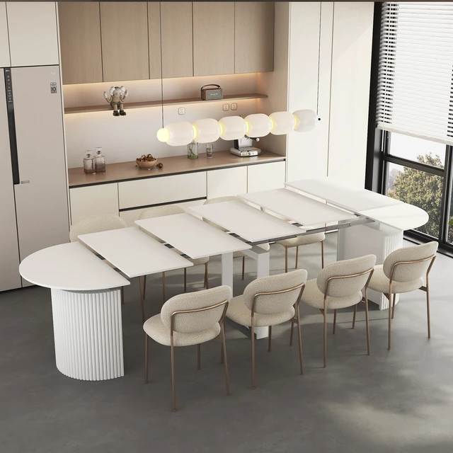 Alt view image 3 of 7 - Extendable Foldable Dining Table for 1 to 10 People, Multifunctional Rectangle Expandable Console Kitchen Living