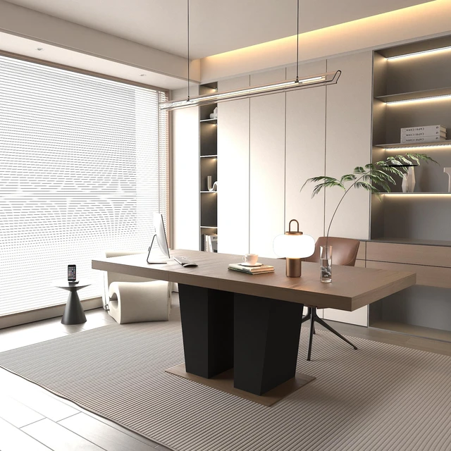 Alt view image 2 of 7 - Extendable Dining Table for 4 to 10 People, Wooden Transformer Kitchen Dining Table with Double Pedestal Base