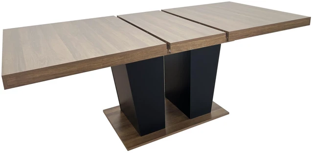 Alt view image 3 of 7 - Extendable Dining Table for 4 to 10 People, Wooden Transformer Kitchen Dining Table with Double Pedestal Base