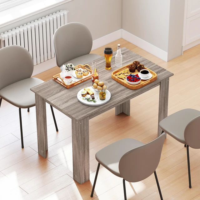 Alt view image 2 of 7 - 47 Inch Dining Table for 4 to 6 People, Mid-Century Rectangular Kitchen Table with Effect for Dining Living, Light