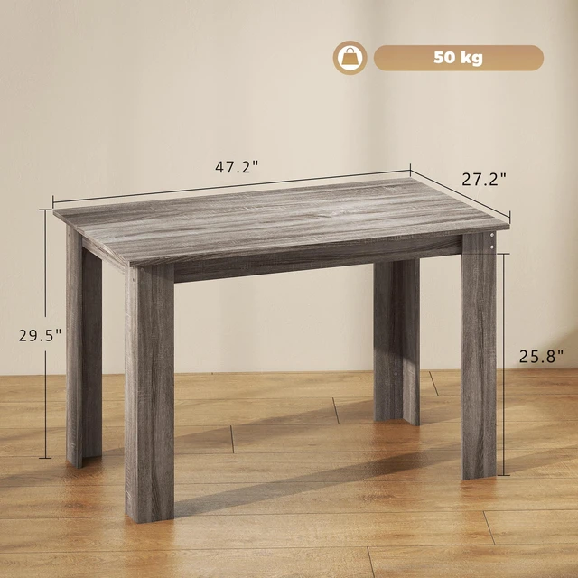 Alt view image 7 of 7 - 47 Inch Dining Table for 4 to 6 People, Mid-Century Rectangular Kitchen Table with Effect for Dining Living, Light