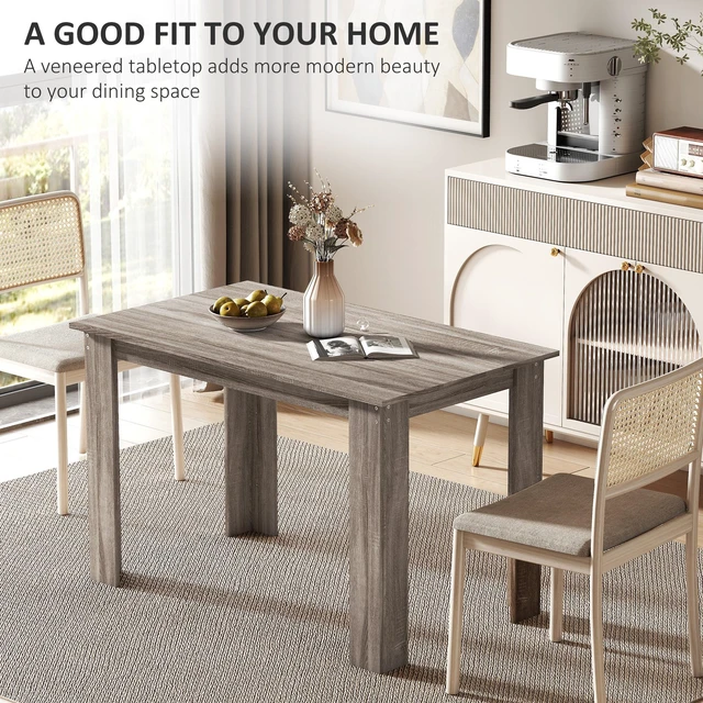 Alt view image 6 of 7 - 47 Inch Dining Table for 4 to 6 People, Mid-Century Rectangular Kitchen Table with Effect for Dining Living, Light