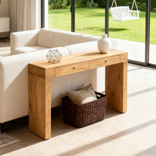 Alt view image 2 of 7 - Wood Grain Bar Inches Long, Practical Choice for Homes Wood Grain Texture Sticker Equipped with Two Drawers Serving Bar