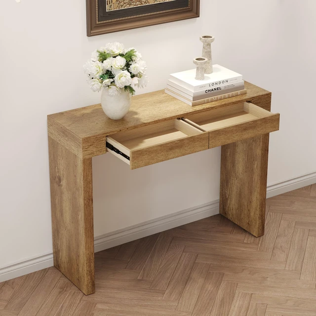 Alt view image 4 of 7 - Wood Grain Bar Inches Long, Practical Choice for Homes Wood Grain Texture Sticker Equipped with Two Drawers Serving Bar