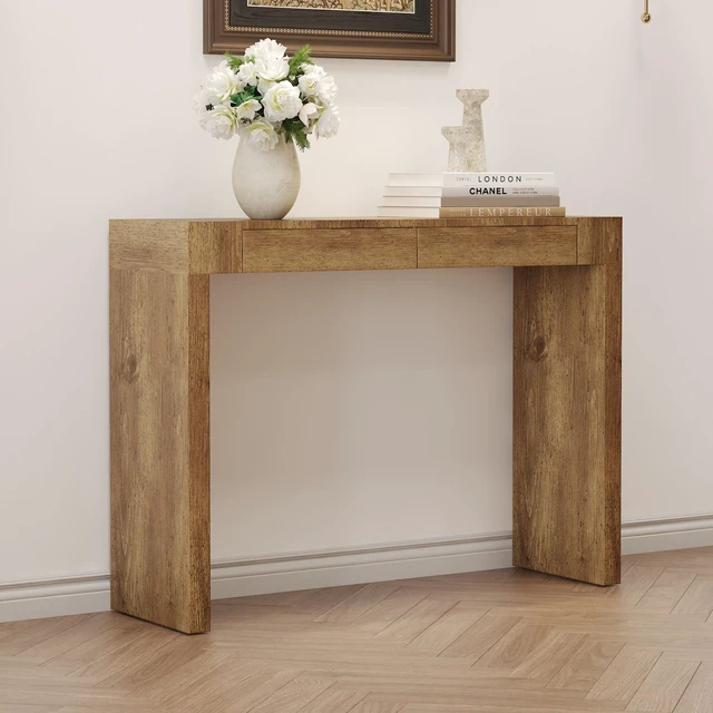 Alt view image 5 of 7 - Wood Grain Bar Inches Long, Practical Choice for Homes Wood Grain Texture Sticker Equipped with Two Drawers Serving Bar