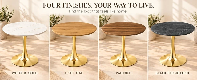 Alt view image 2 of 7 - Round Dining Table, 31.5 Inch Circle Tulip Table with Thickened Tabletop and Metal Pedestal Mid Century Bistro