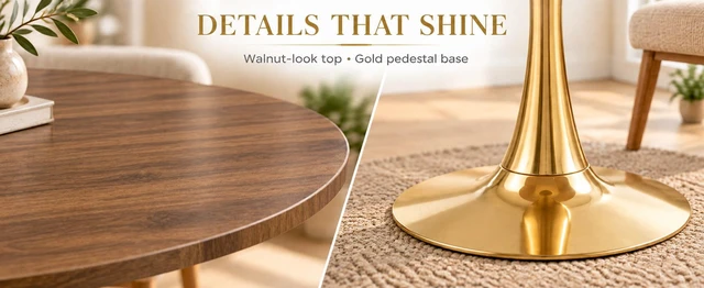 Alt view image 4 of 7 - Round Dining Table, 31.5 Inch Circle Tulip Table with Thickened Tabletop and Metal Pedestal Mid Century Bistro
