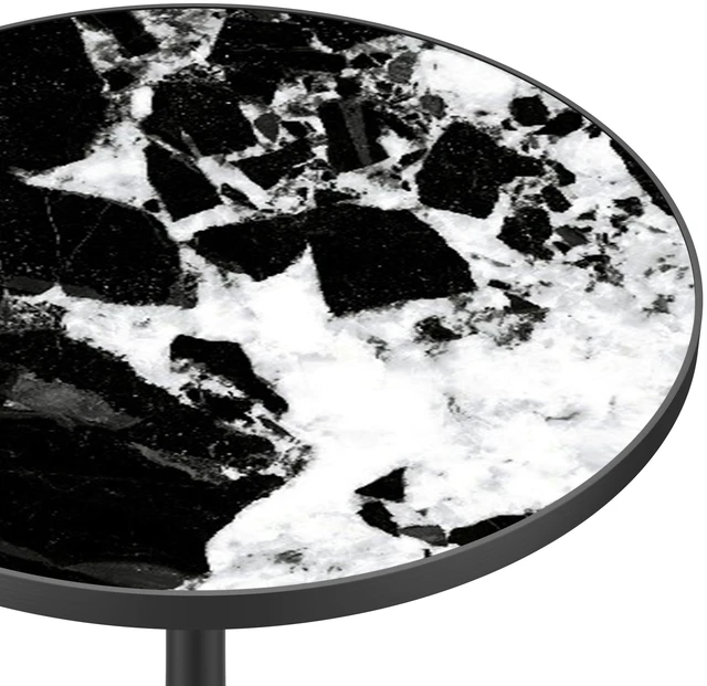 Alt view image 4 of 7 - 31.5 Inch Round Tulip Dining Table, Sintered Tabletop with Faux Print Carbon Steel Bracket Base Scratch and Wear