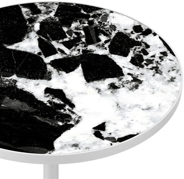 Alt view image 4 of 7 - 31.5 Inch Round Tulip Dining Table, Sintered Tabletop with Faux Print Carbon Steel Bracket Base Scratch and Wear
