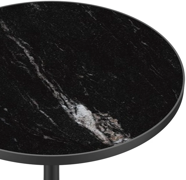 Alt view image 4 of 7 - 31.5 Inch Round Tulip Dining Table, Sintered Tabletop with Faux Print Carbon Steel Bracket Base Scratch and Wear