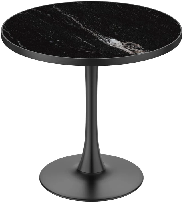 Main image of 31.5 Inch Round Tulip Dining Table, Sintered Tabletop with Faux Print Carbon Steel Bracket Base Scratch and Wear